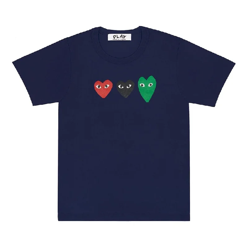 Men's Shirts with Appliquéd SleevesNavy Triple Heart T-Shirt