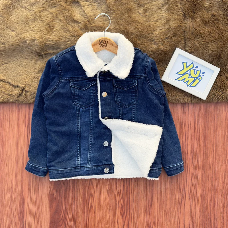 High-Waisted Men's JeansKids Blue Fur Lined Denim Jacket