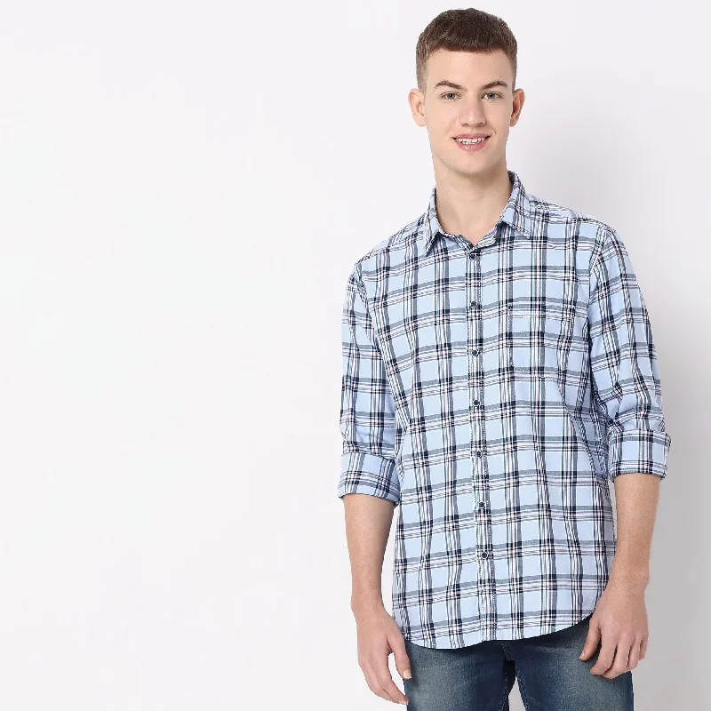 Durable Men's Work ShirtsSlim Fit Checkered Shirt