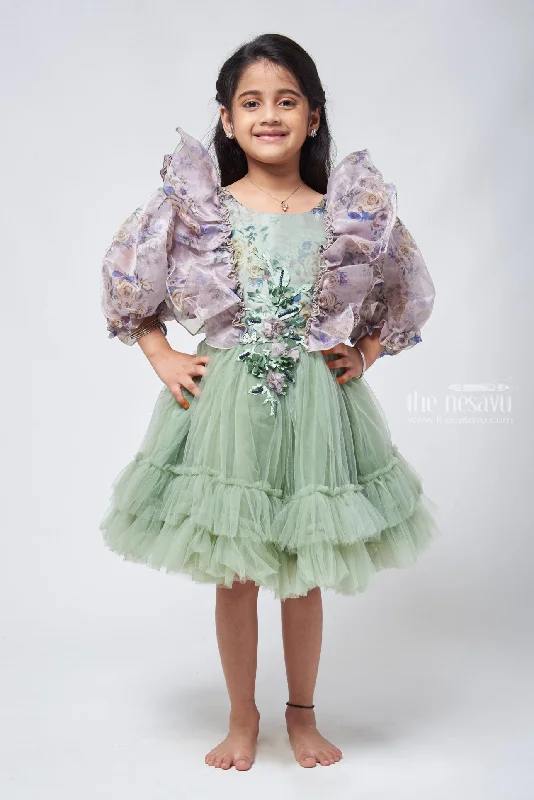 Tea-Length DressStylish Girls Party Dress Modern Design with Traditional Elegance