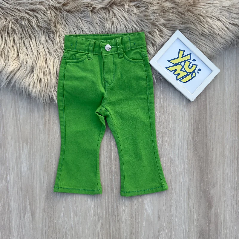 XXXL Men's JeansTrendy Girls Green Bell Bottom Pants