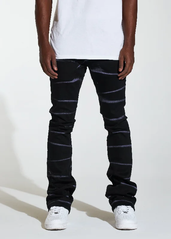 Stylish Men's JeansArch Stacked Flare Denim (Black)