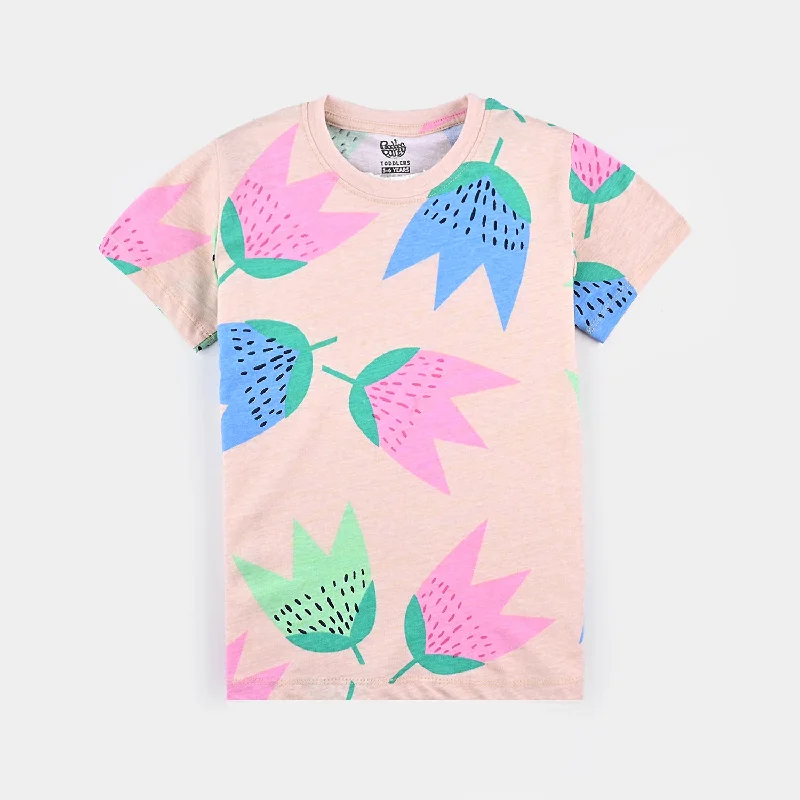 Men's Shirts with Ruffled HemlinesGirls Cotton jersey T-Shirt H/S Floral All Over-Van.Cream Men's Shirts with Ruffled HemlinesGirls Cotton jersey T-Shirt H/S Floral All Over-Van.Cream