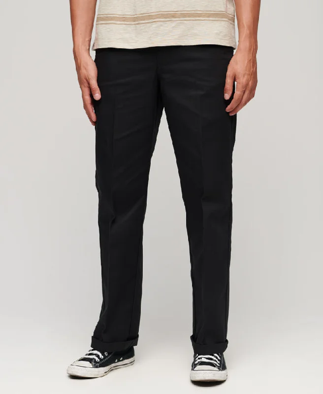 Men's Pants with Hidden ButtonsStraight Chino Trousers | Black 32