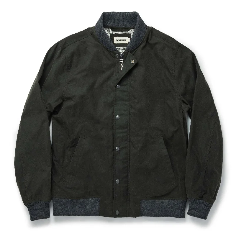 Men's Coats with Modern CutsThe Bomber Jacket in Waxed Olive