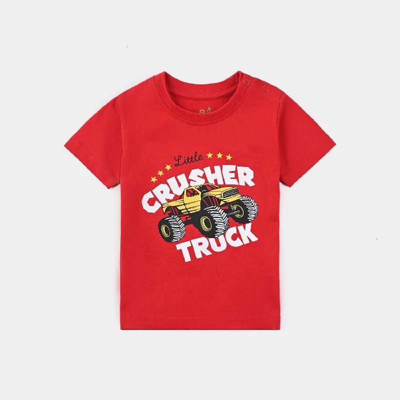 Men's Shirts with Drawstring WaistbandsInfant Boys Cotton Jersey Round Neck T-Shirt Little Crusher-HR.Red Men's Shirts with Drawstring WaistbandsInfant Boys Cotton Jersey Round Neck T-Shirt Little Crusher-HR.Red