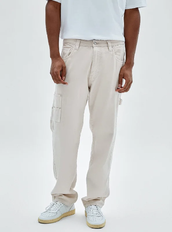 Men's Elastic-Waisted Pants for Easy MovementGuess Originals Cream Hills Carpenter Pants