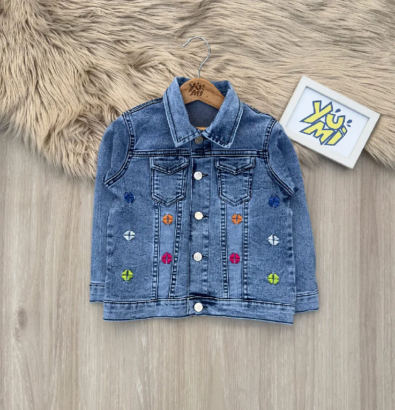 Fashion-Forward Men's JeansGirls' Denim Jacket with Colorful Embroidery