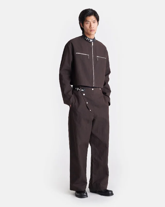 Men's Coats with LiningPetro - Cropped Wax Cotton Jacket - Dark Brown