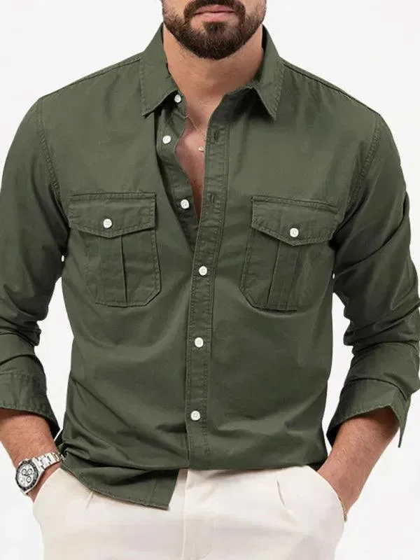 Men's Insulated Shirts for Cold WeatherMulti-Pocket Men Casual Shirt