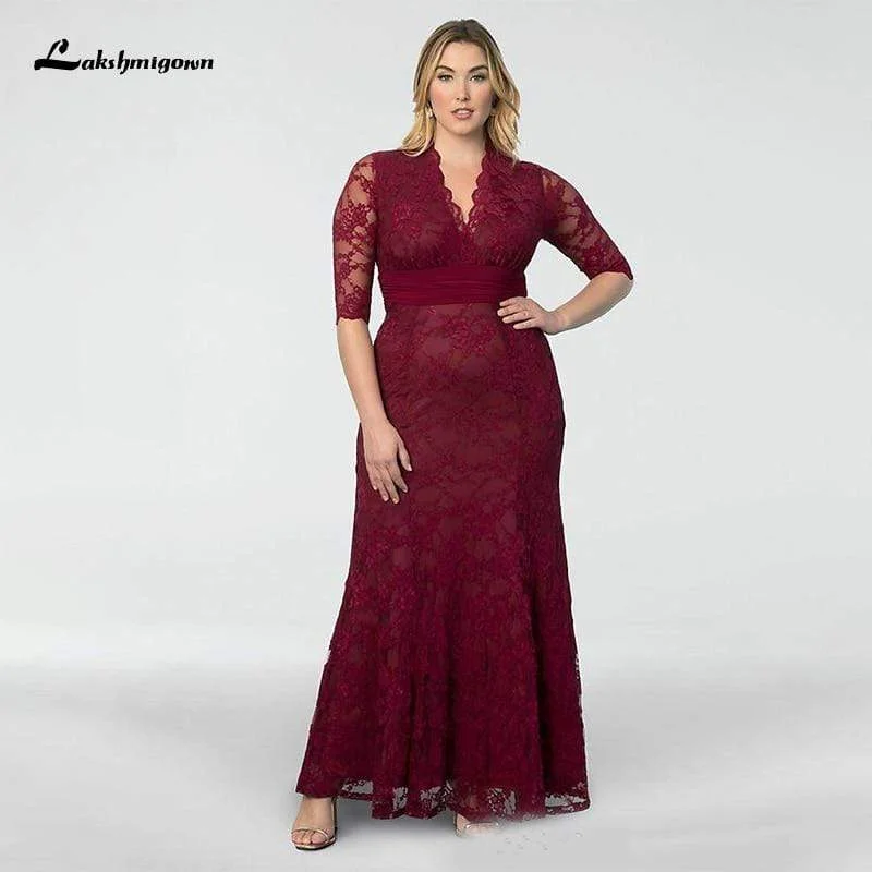 women's bodycon dressesMermaid Mother Of The Bride Dresses V Neck Half Sleeves Lace
