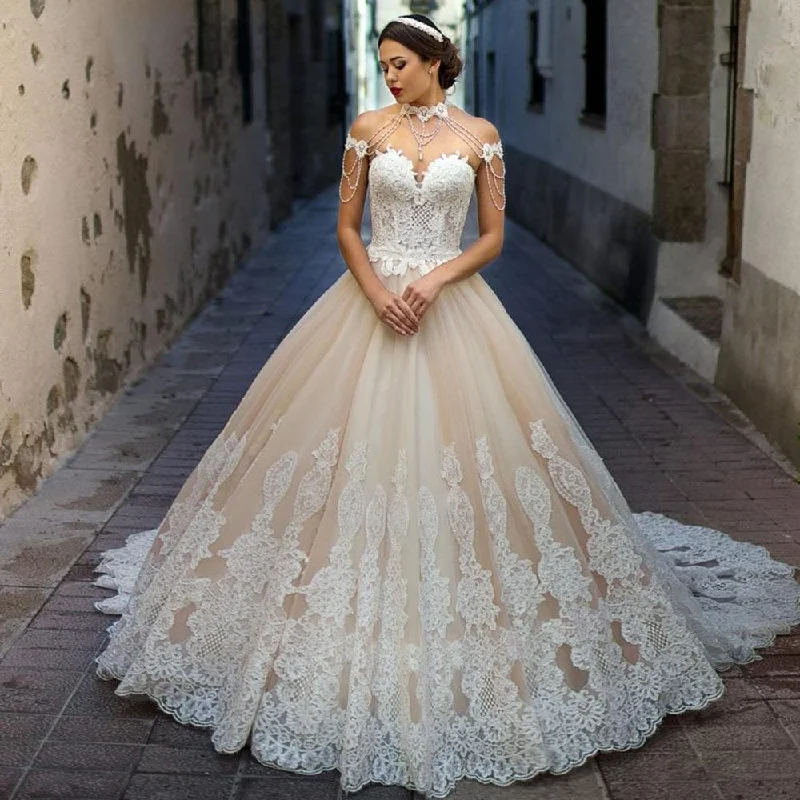 women's curve-hugging dressesRoycebridal Lace Princess Ball Gown Wedding Dresses