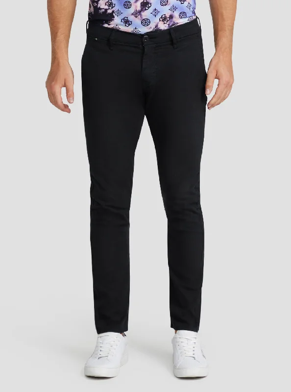 Men's Pants with Adjustable WaistbandsBlack Daniel Slim Chino Pants