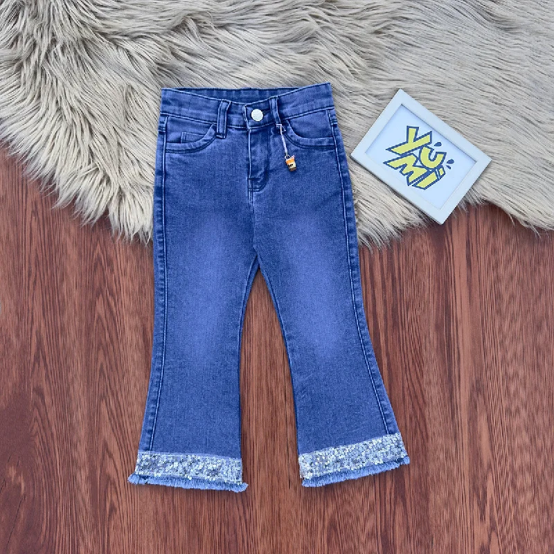 Men's Jeans with a Distressed LookSparkly Sequin Bell Bottoms for Girls