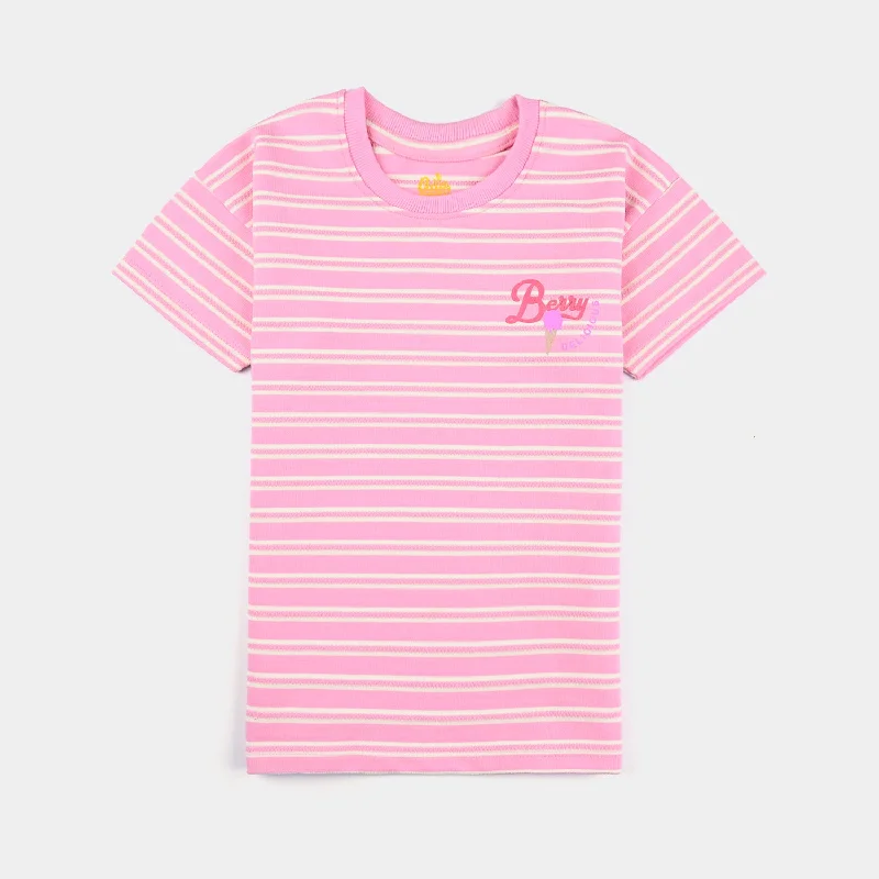Men's Unique and Designer TopsGirls Jacquard T-Shirt H/S BERRY DELICIOUS-Pink