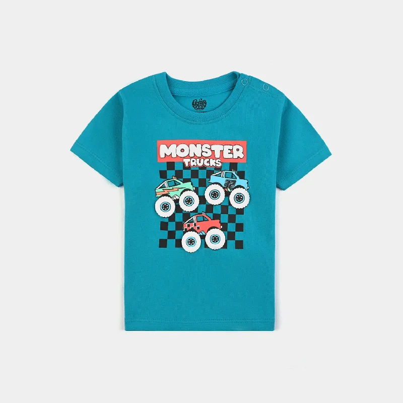 Men's Shirts with Contrast CollarsInfant Boys Cotton Jersey T-Shirt Monster Truck
