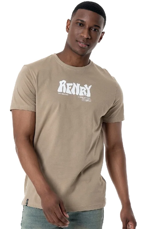 Men's Shirts with High NecksBranded T-Shirt _ 158101 _ Biscuit