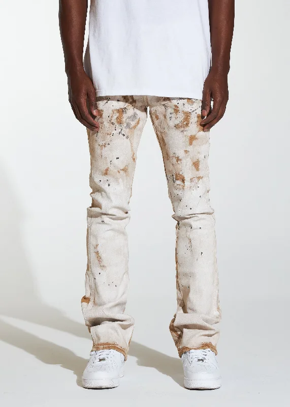 Yoked Back Men's JeansArch Stacked Flare Denim (Khaki Paint)