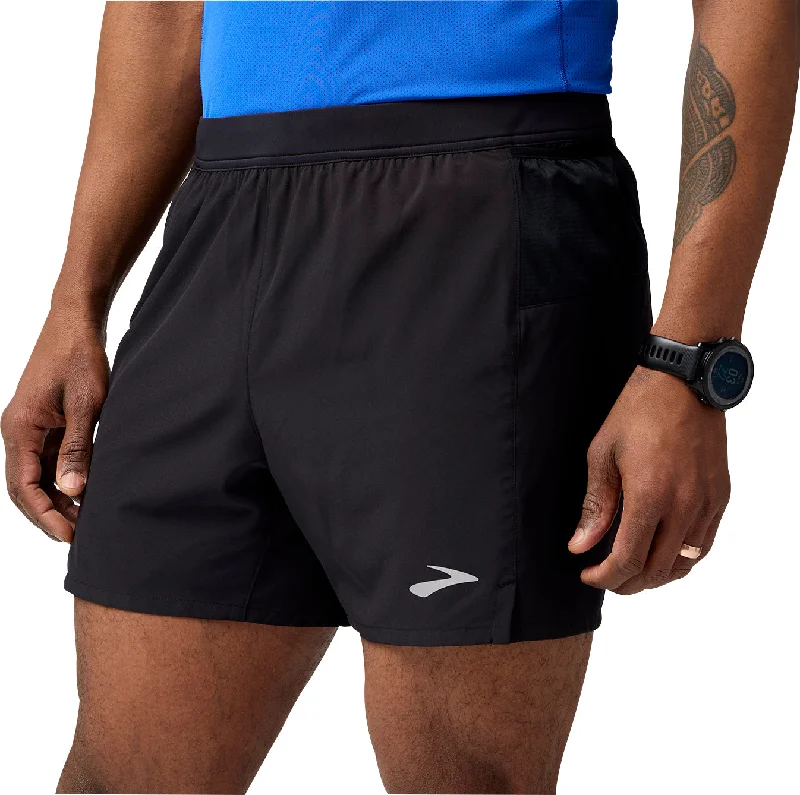 Men's Pants with Pleated FrontsBrooks Journey 5 Inch Mens Running Shorts - Black