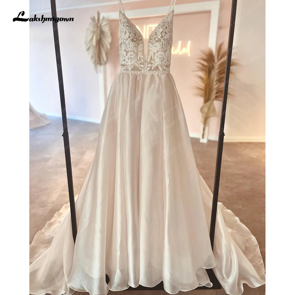 women's formal dressesRoycebridal Robe Civil Boho Champagne Lace V Neck A Line Beach Wedding Dress 2025 Bridal Gowns Custom Made Vestidos