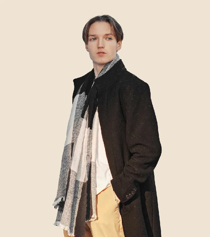 New Arrival Designer Men's JeansMen Black Long Coat