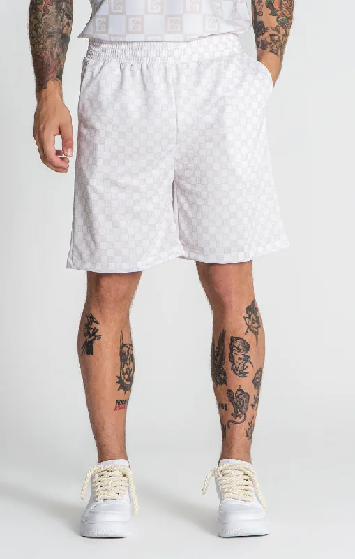 Men's Tailored Pants for a Sharp AppearanceBeige Checkers Shorts