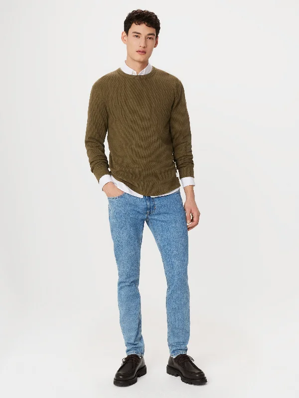 Men's Shirts with Pin CollarsThe Long Sleeve Waffle T-Shirt in Tuscany Green