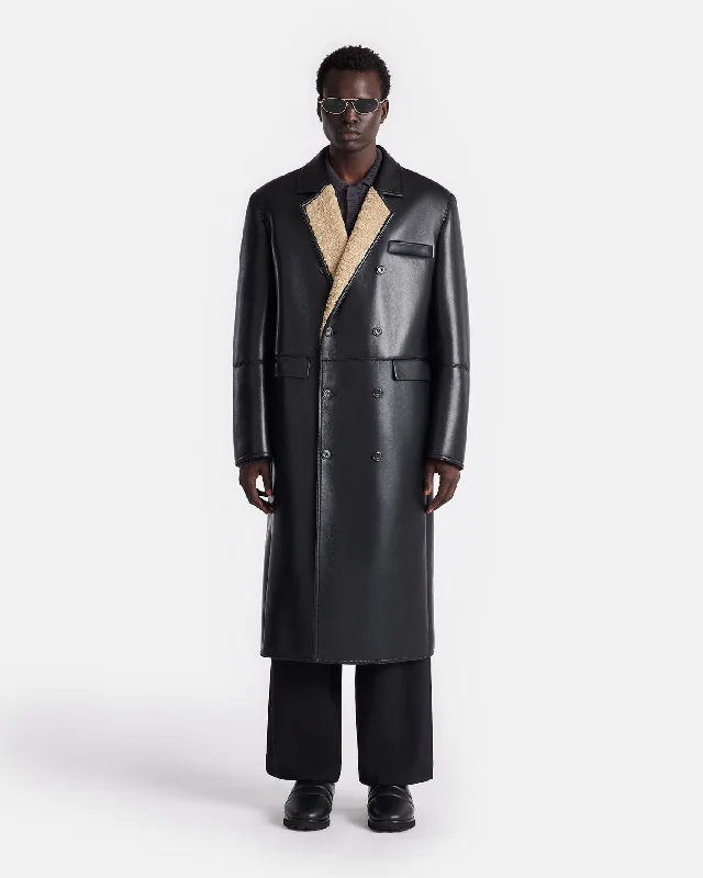 Men's Coats with Inner PocketsSverre - Bonded Shearling Coat - Cornstalk/Black