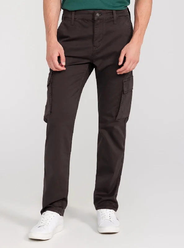 Men's Patterned Pants with Camouflage PrintsBrown Sateen Coated Cargo Pants