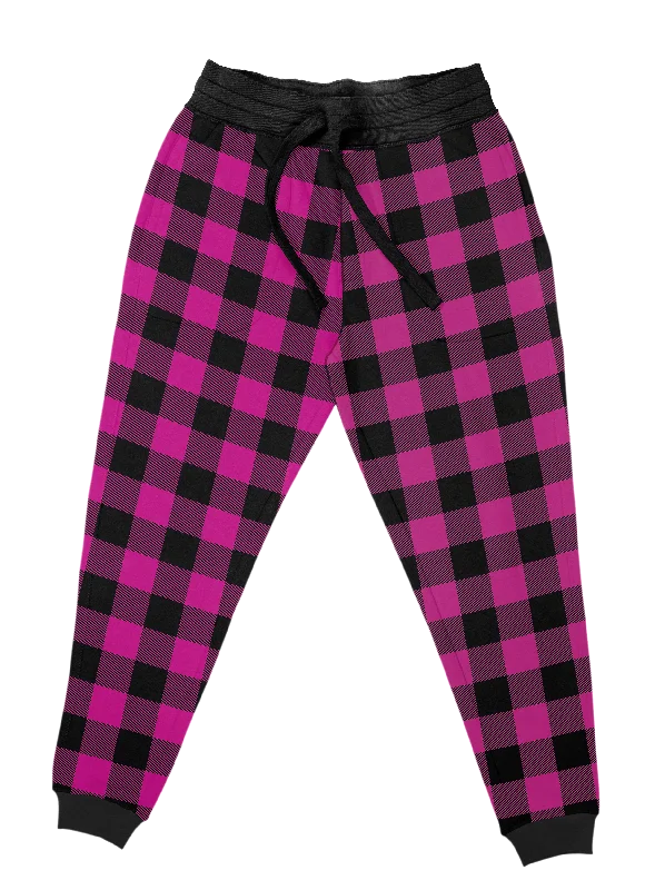 Men's Tailored Pants for a Sharp AppearanceNeon Pink Black Plaid Unisex Joggers