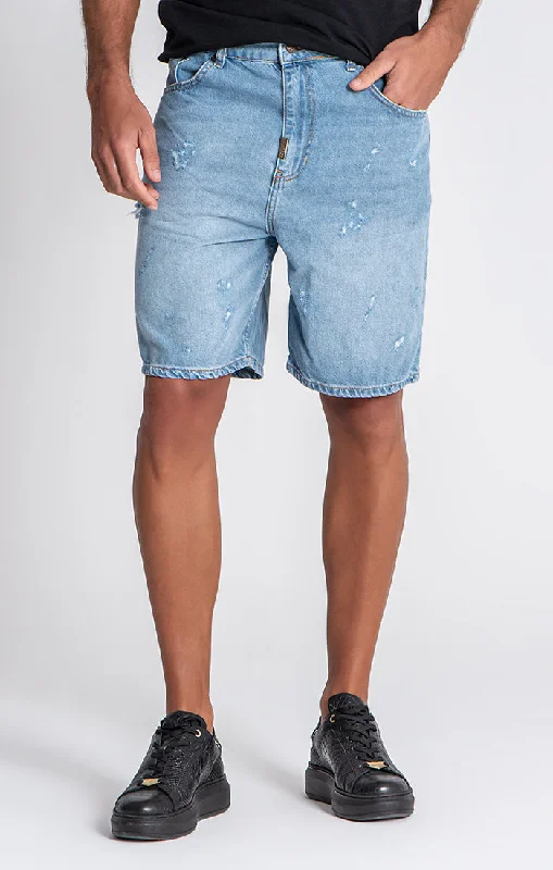 Men's Drawstring Pants for AdjustabilityBlue Underwater Denim Shorts