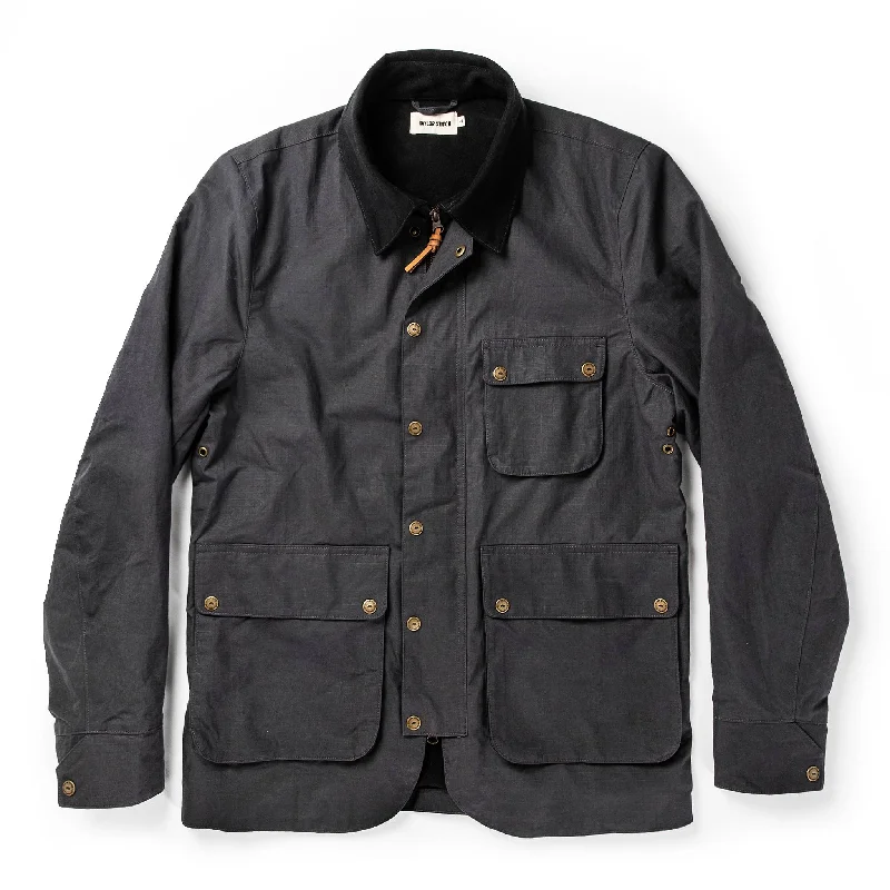 Men's Coats with Tactical FeaturesThe Rover Jacket in Ripstop Slate Dry Wax