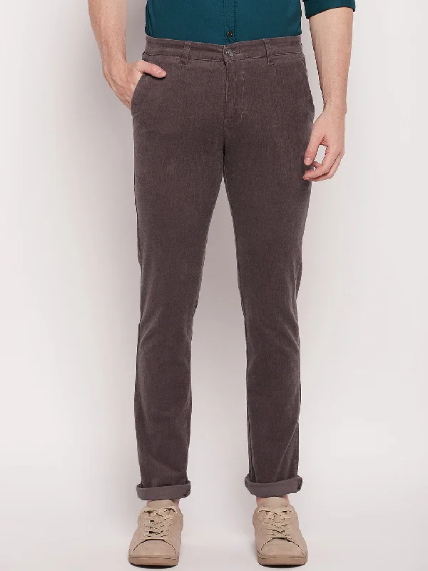 Men's Patterned Pants with PlaidsMen's Casual Flat front Grey Corduroy Trousers