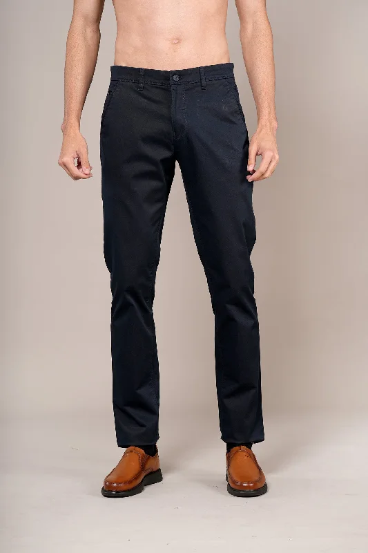 Men's Tailored Pants for a Sharp AppearanceMen's Navy Solid Non-Pleated Casual Trouser Men's Tailored Pants for a Sharp AppearanceMen's Navy Solid Non-Pleated Casual Trouser