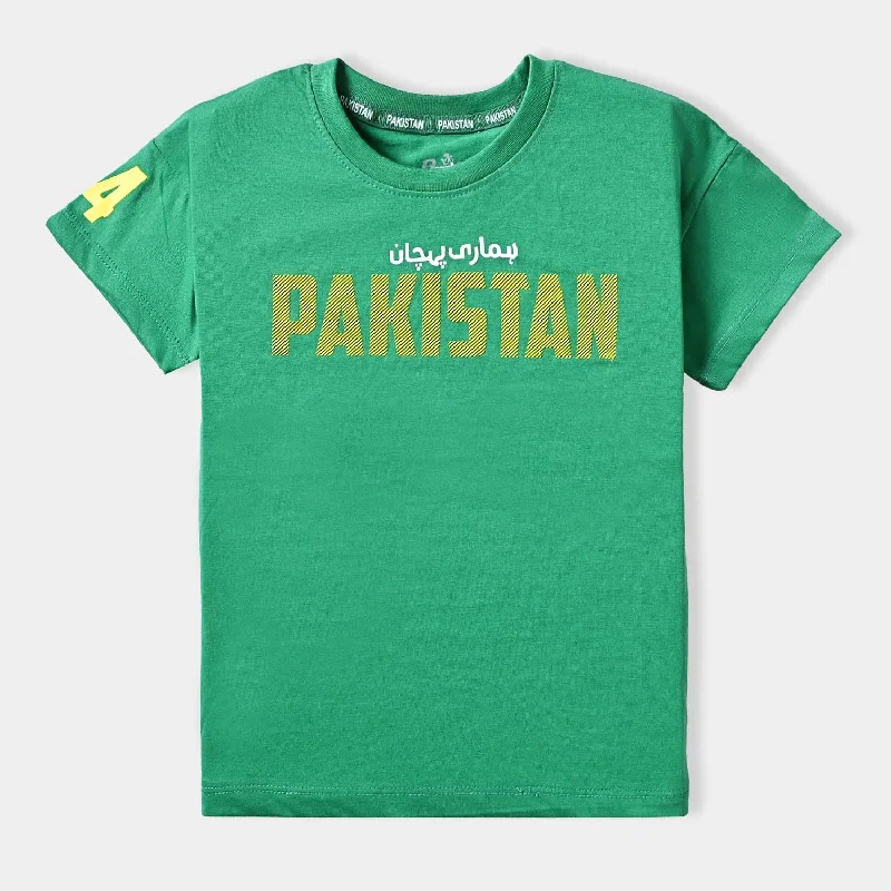 Men's Shirts for Beach OutingsBoys Poly Cotton Jersey T-Shirt H/S Humari Pehchaan-Fern Green Men's Shirts for Beach OutingsBoys Poly Cotton Jersey T-Shirt H/S Humari Pehchaan-Fern Green