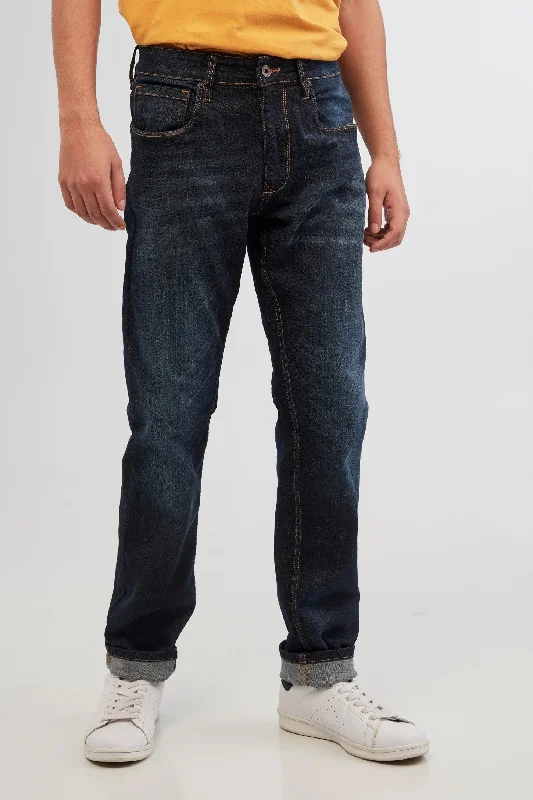 Leather Patch Embellished Men's JeansJeans coupe régulière - Homme