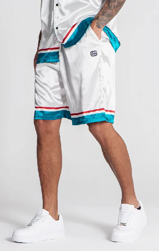 Men's Pants with Patchwork PatternsWhite Cubanito Shorts