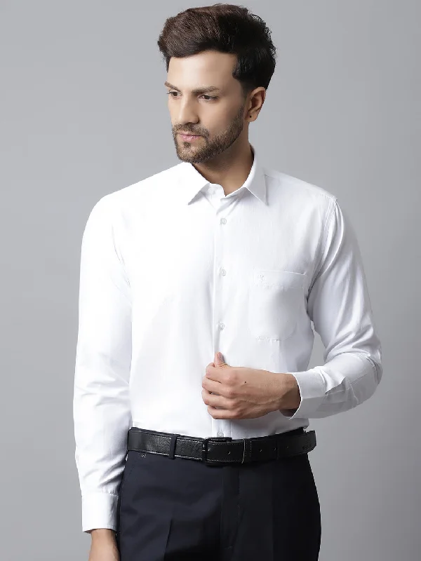 Men's Striped Shirts for a Maritime TwistMen's White Formal Plain Full Sleeve Shirt