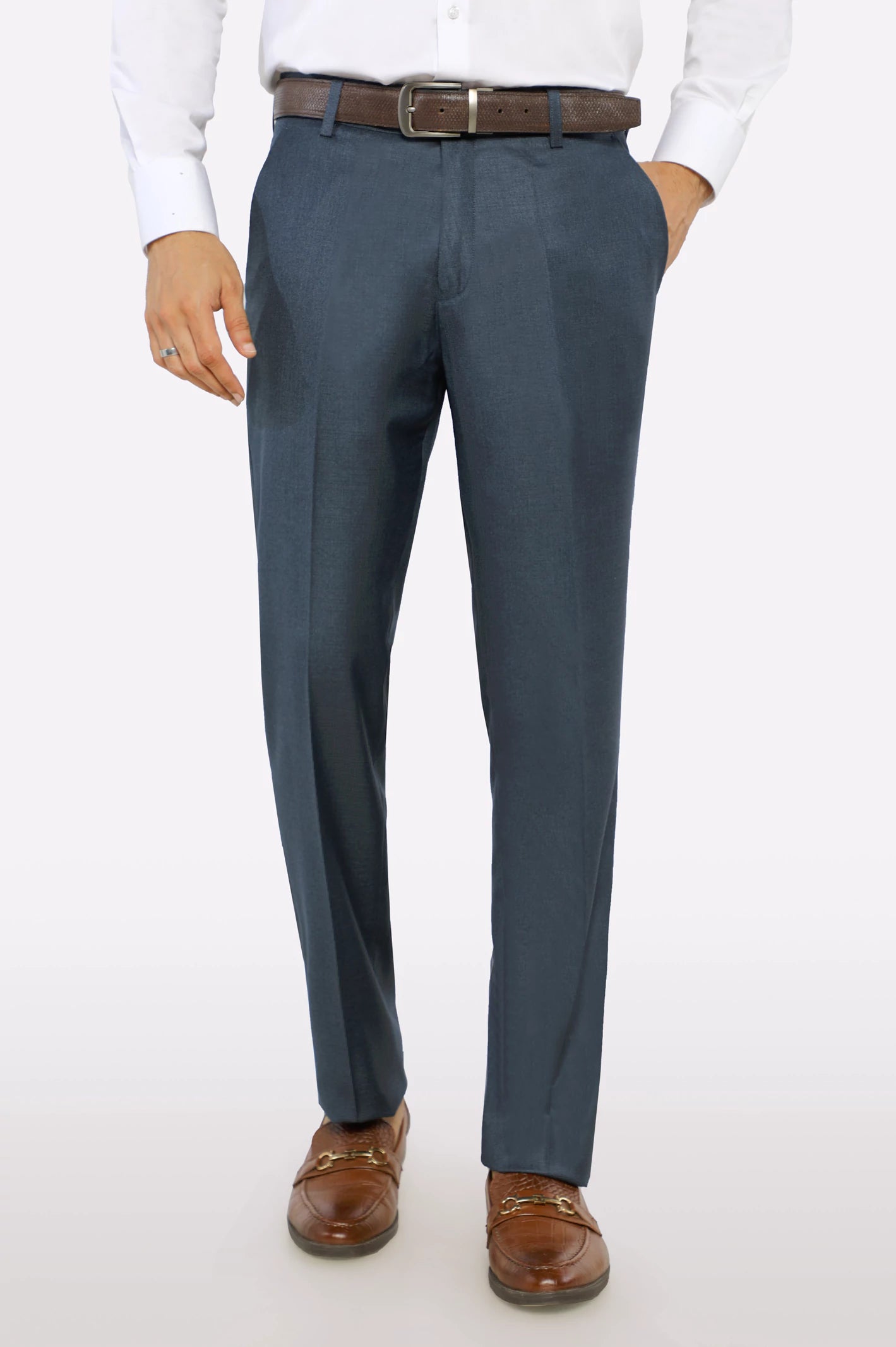 women's high-end dressesBlue Regular Fit Formal Trouser