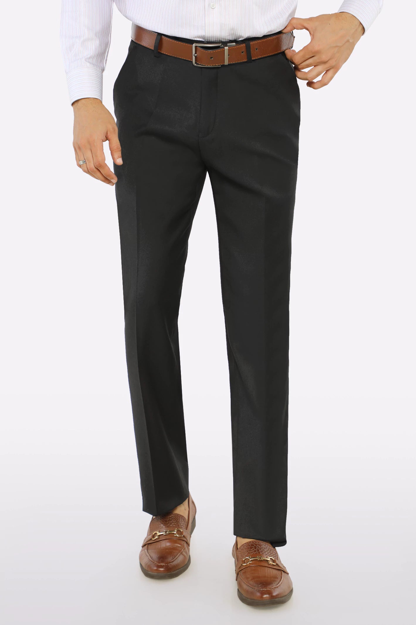 women's short-sleeved dressesBlack Regular Fit Formal Trouser