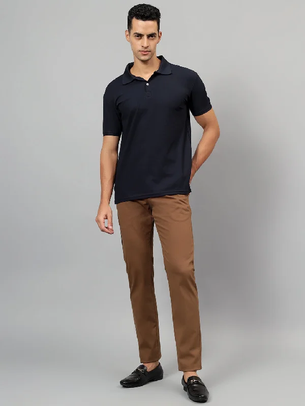 Men's Button-Fly Pants for a Traditional TouchMen's Brown Solid Non-Pleated Casual Trouser Men's Button-Fly Pants for a Traditional TouchMen's Brown Solid Non-Pleated Casual Trouser