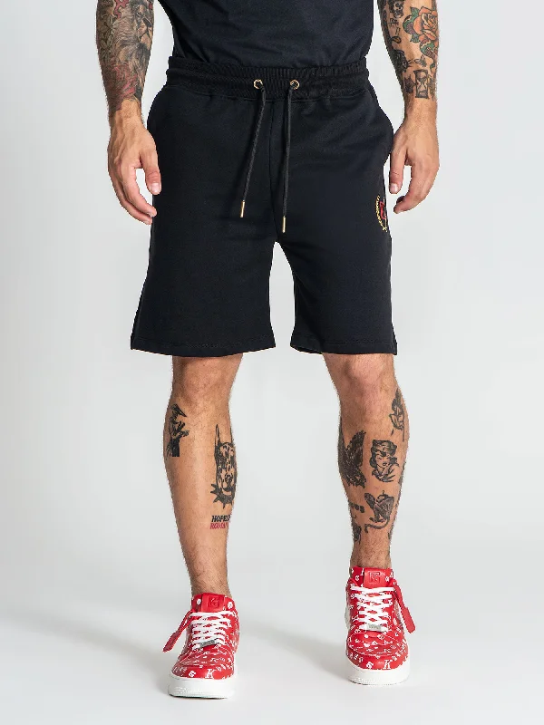 Men's Pants with Hidden ButtonsBlack Retro Shorts