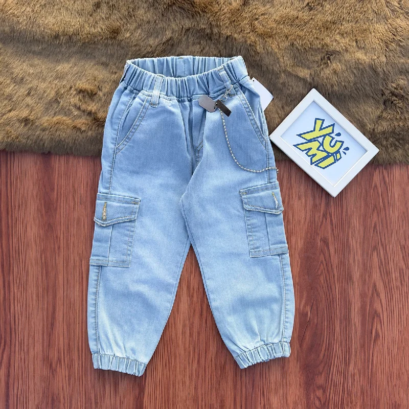 Dark Wash Men's JeansKids' Sky Blue Cargo Jeans | lightweight & Trendy