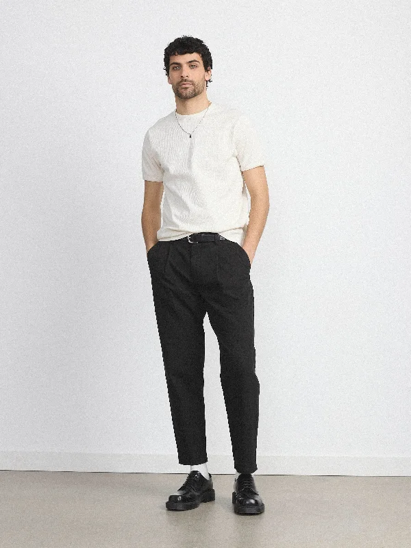 Men's Shirts with Patchwork PatternsThe Short Sleeve Ribbed T-Shirt in Cloud