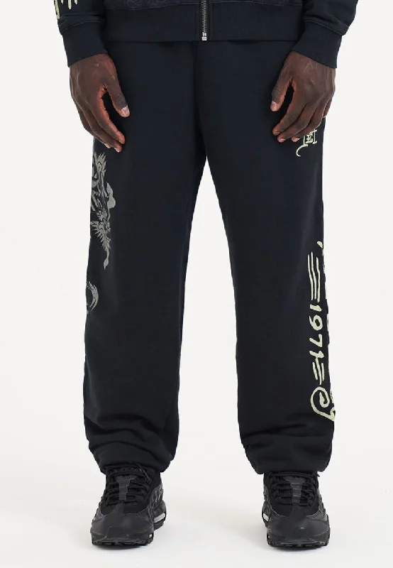 Men's Patterned Pants with Animal PrintsMens 1971 Crawling Dragon Joggers Pants - Black Men's Patterned Pants with Animal PrintsMens 1971 Crawling Dragon Joggers Pants - Black