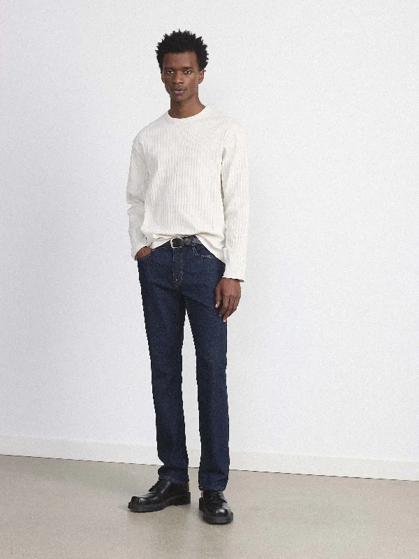 Men's Flowy Shirts for a Relaxed LookThe Long Sleeve Ribbed T-Shirt in Cloud