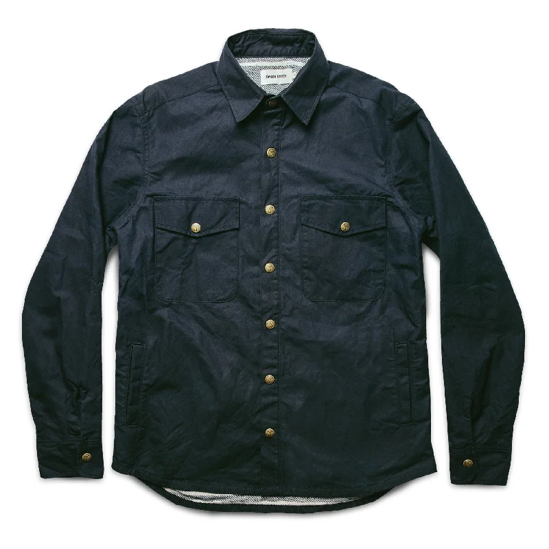 Men's Coats for Winter SportsThe Chore Jacket in Navy Dry Wax Canvas