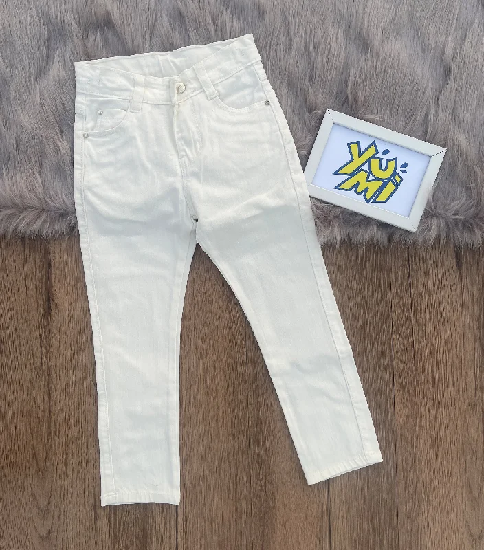 Everyday Men's JeansTimeless Style: Kids White Cotton jeans - Classic and Stylish.