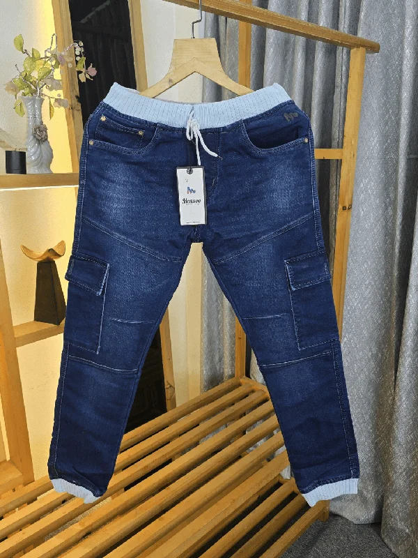 Premium Men's JeansMensoo Pocket Rib Jeans Dark Blue