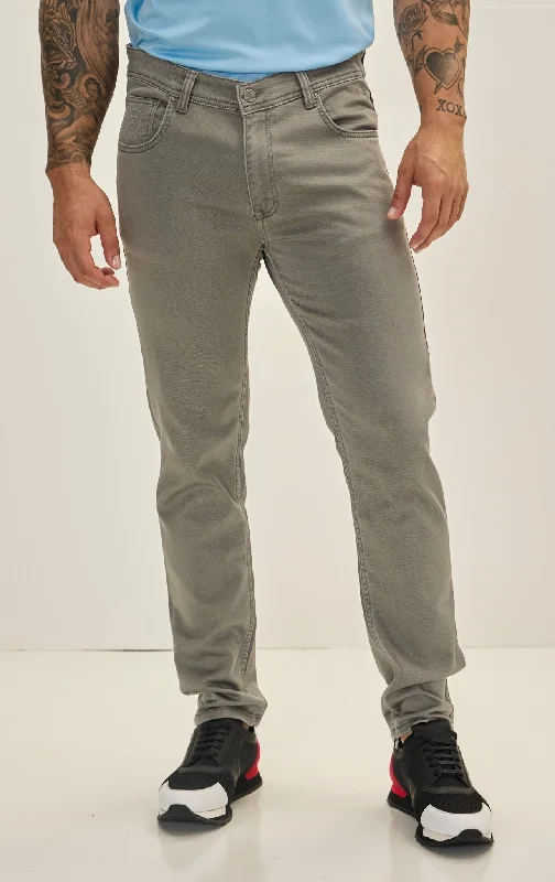 Casual Men's JeansSuper Soft 5-pocket Style Pants - Grey